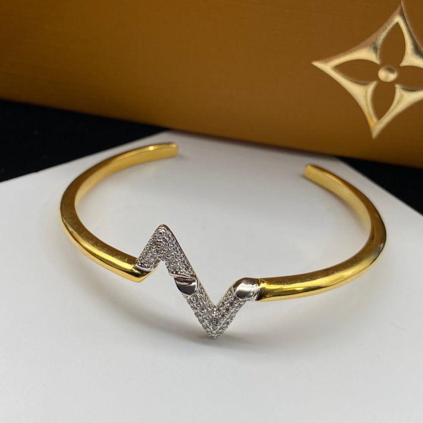 [Everoly JW]VOLTE UPSITE DOWN DIAMOND GOLD OPEN BRACELET