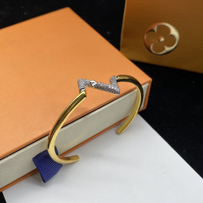 [Everoly JW]VOLTE UPSITE DOWN DIAMOND GOLD OPEN BRACELET