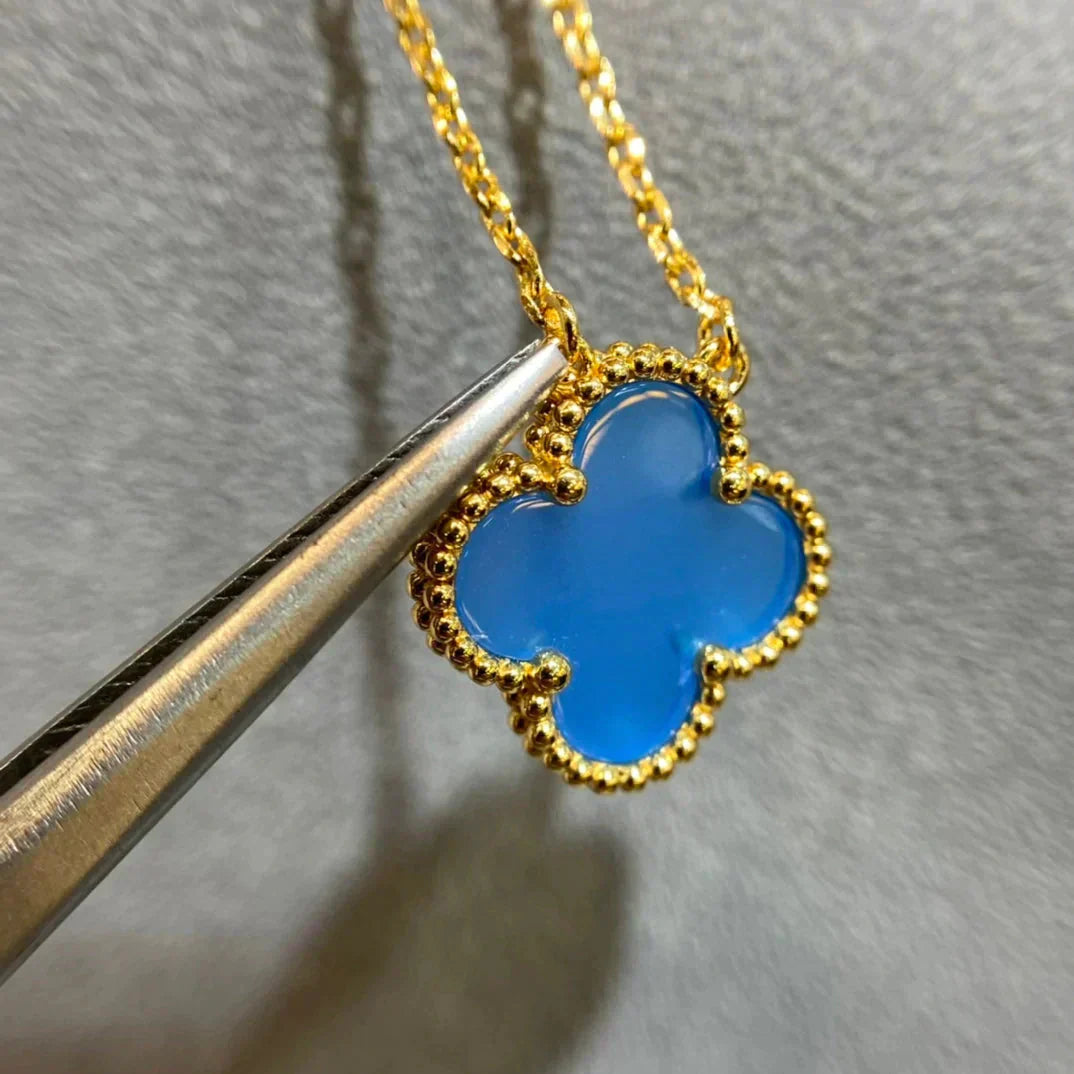 [Everoly JW]CLOVER 15MM BLUE AGATE NECKLACE