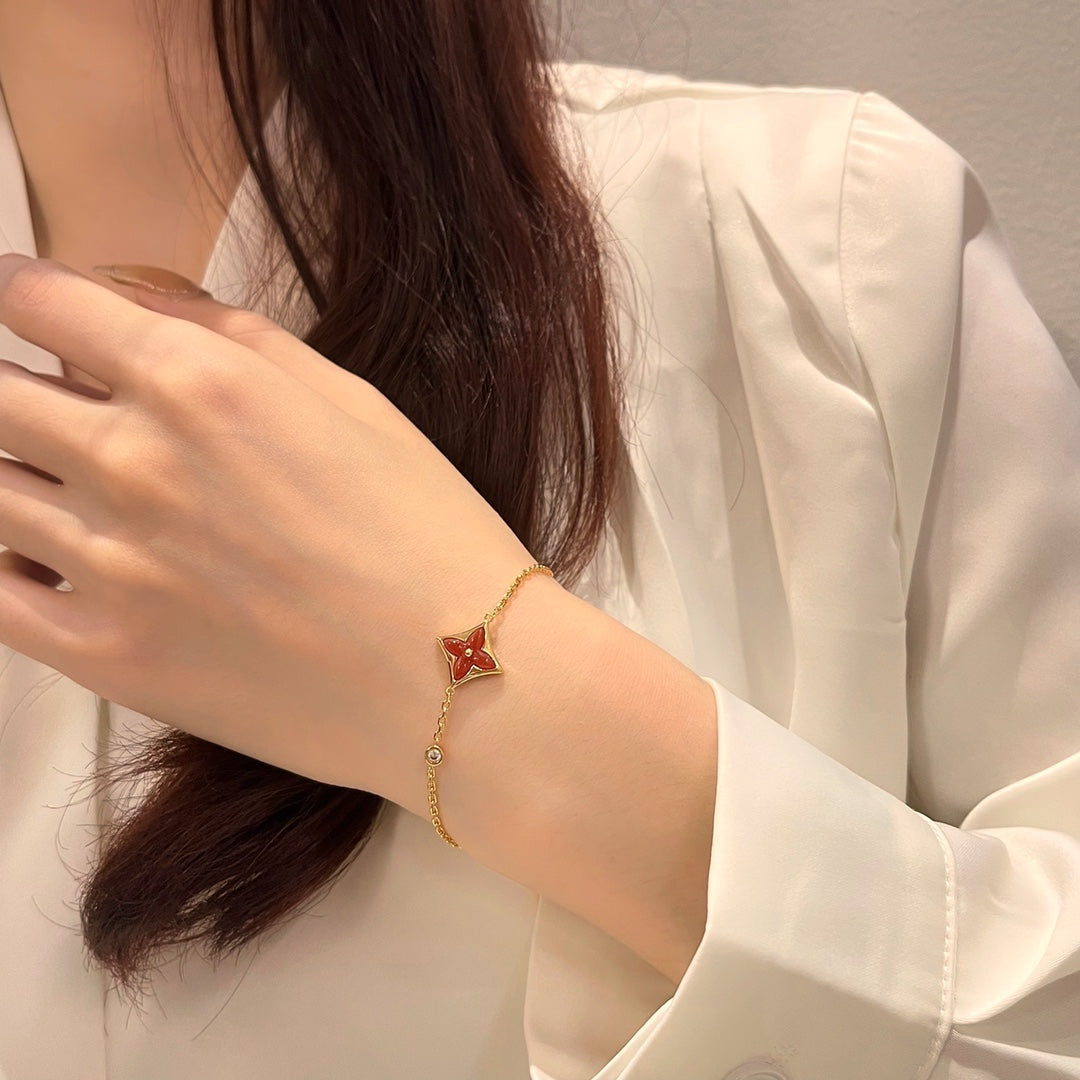 [Everoly JW]COLOR STAR CARNELIAN PINK GOLD DIAMOND BRACELET