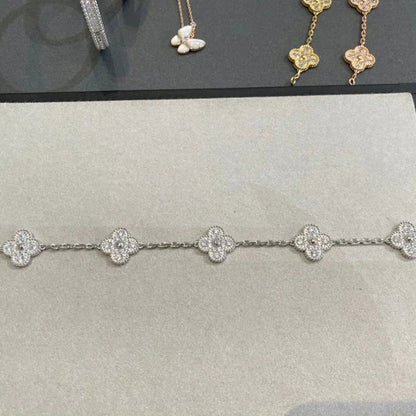 [Everoly JW]CLOVER 5 MOTIFS  DIAMOND BRACELET SILVER
