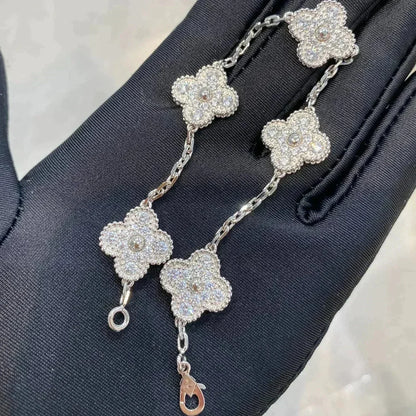 [Everoly JW]CLOVER 5 MOTIFS  DIAMOND BRACELET SILVER