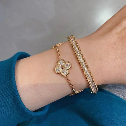 [Everoly JW]CLOVER 5 MOTIFS  FULL DIAMOND BRACELET
