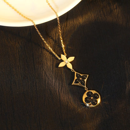 [Everoly JW]STAR AND SUN ONYX PINK GOLD NECKLACE