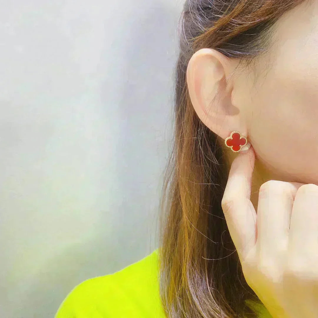 [Everoly JW]CLOVER MEDIUM 1 MOTIFS CARNELIAN  EARRINGS