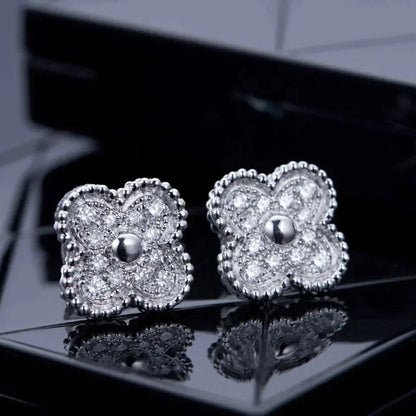 [Everoly JW]CLOVER 1 MOTIFS DIAMOND STUD EARRINGS SILVER