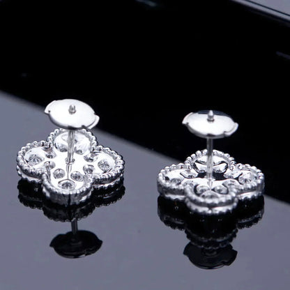 [Everoly JW]CLOVER 1 MOTIFS DIAMOND STUD EARRINGS SILVER