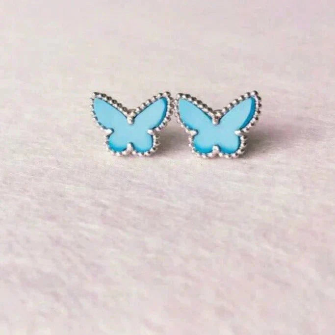 [Everoly JW]BUTTERFLY TURQUOISE EARRINGS SILVER