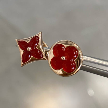 [Everoly JW]STAR AND SUN PINK GOLD CARNELIAN STUD EARRINGS