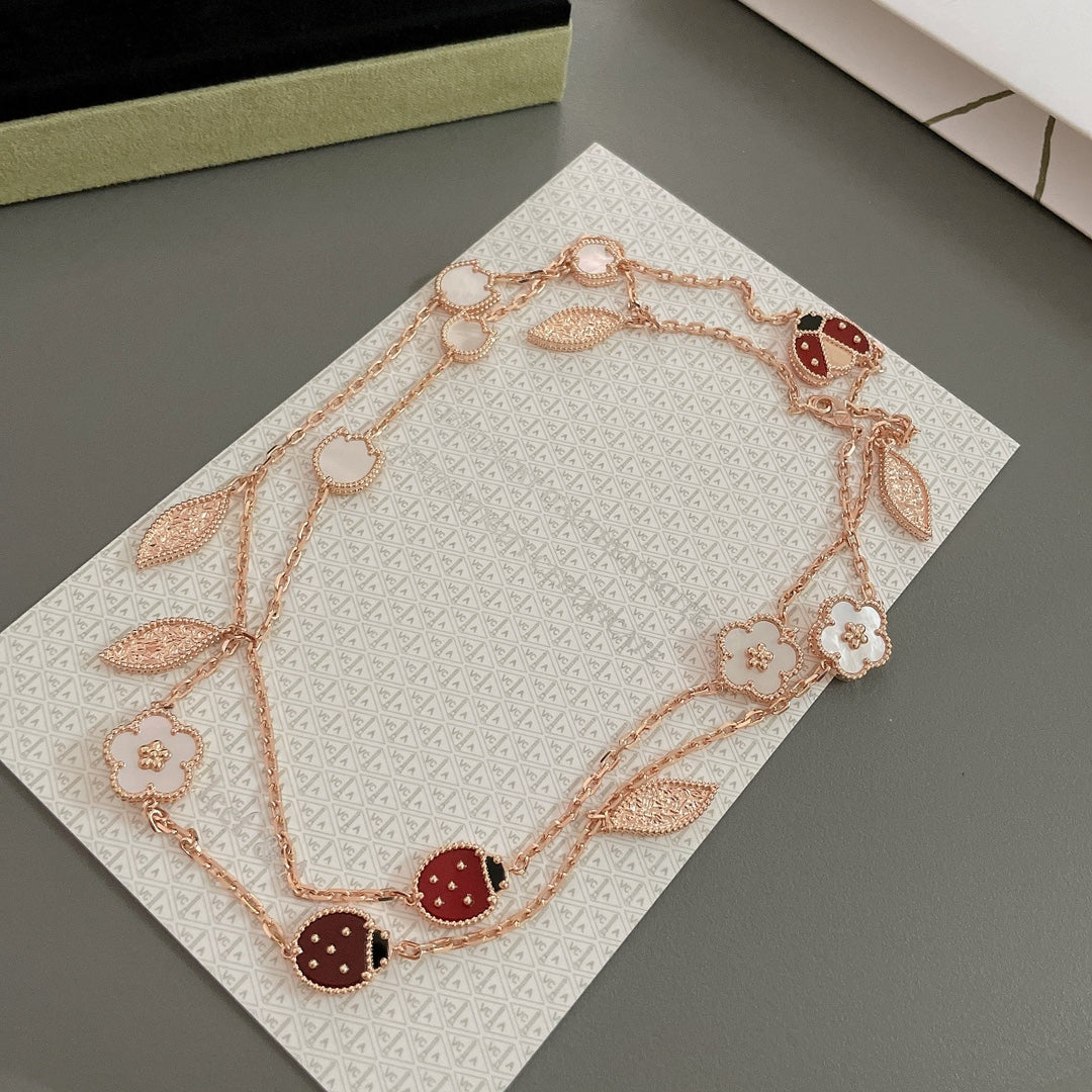 [Everoly JW]LUCKY SPRING 15 MOTIFS ROSE GOLD NECKLACE