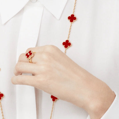 [Everoly JW]CLOVER CARNELIAN RING ROSE GOLD DIAMOND