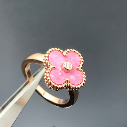 [Everoly JW]CLOVER RHODONITE ROSE GOLD RING