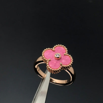 [Everoly JW]CLOVER RHODONITE ROSE GOLD RING