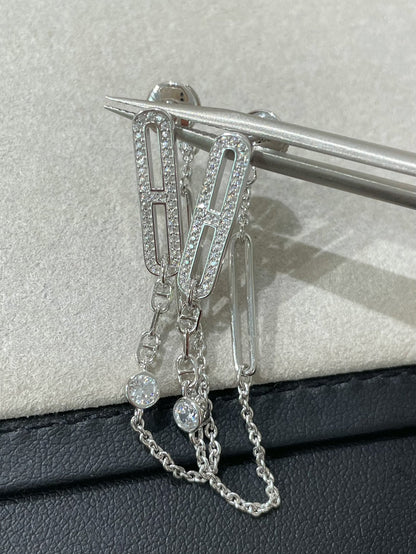 [Everoly JW]CHAINE CHAOS DIAMOND DROP EARRINGS