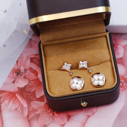 [Everoly JW]STAR AND SUN PINK GOLD MOP DROP EARRINGS