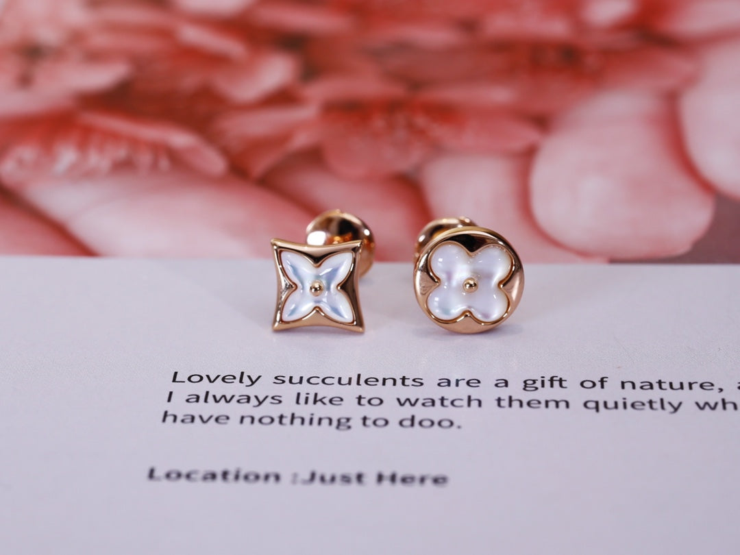 [Everoly JW]STAR AND SUN PINK GOLD MOP STUD EARRINGS