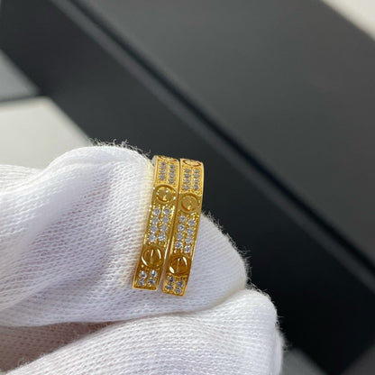 [Everoly JW]LOVE DIAMOND GOLD HOOP EARRINGS