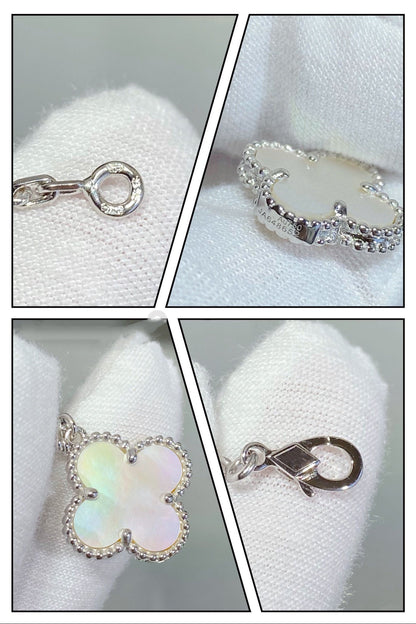 [Everoly JW]CLOVER 5 MOTIF WHITE MOP SILVER BRACELET