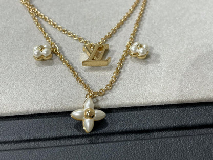 [Everoly JW]FLOWERGRAM GOLD MOP DOUBLE ROW NECKLACE