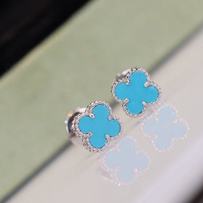 [Everoly JW]CLOVER MINI TURQUOISE SILVER STUD EARRINGS