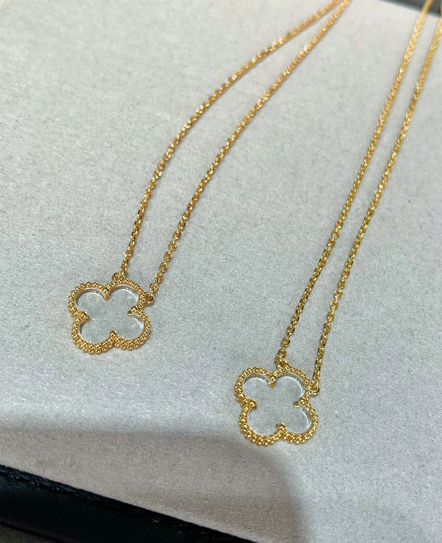 [Everoly JW]CLOVER ROCK CRYSTAL ROSE GOLD NECKLACE