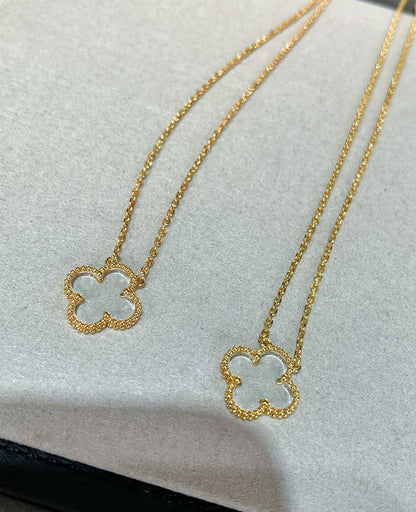 [Everoly JW]CLOVER ROCK CRYSTAL ROSE GOLD NECKLACE