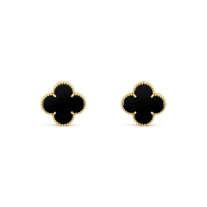 [Everoly JW]CLOVER MEDIUM 1 MOTIFS  ONYX STUD EARRINGS