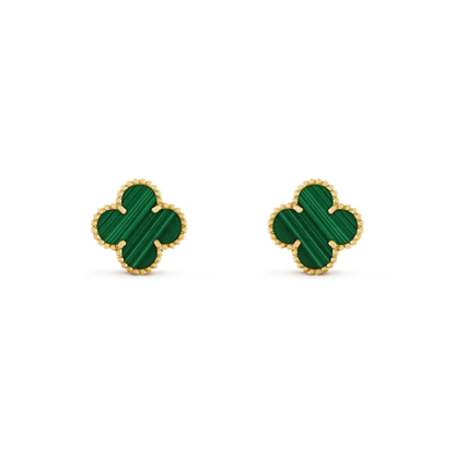 [Everoly JW]CLOVER MEDIUM 1 MOTIFS MALACHITE  EARRINGS