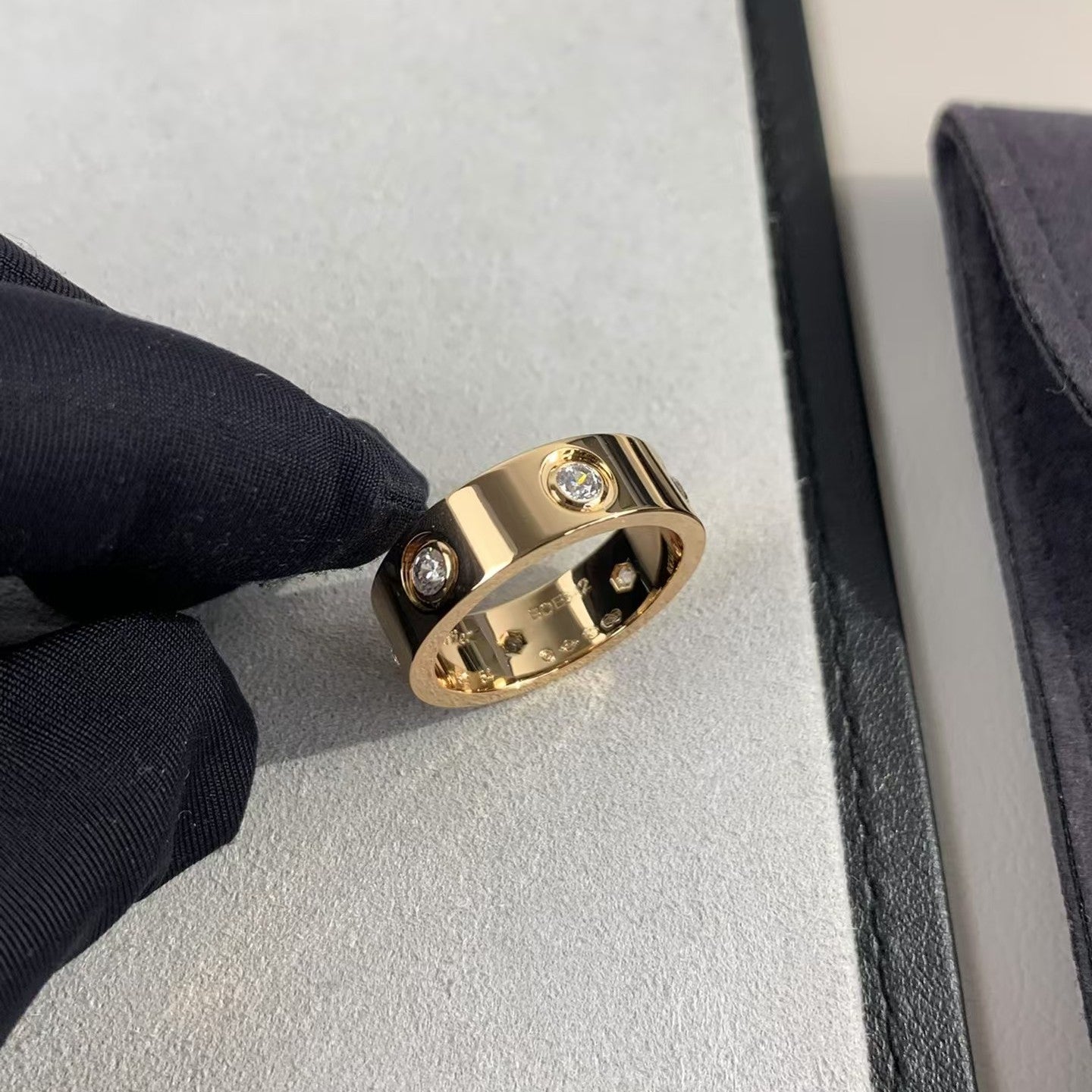 [Everoly JW]LOVE RING 5.5MM 6 DIAMONDS PINK GOLD