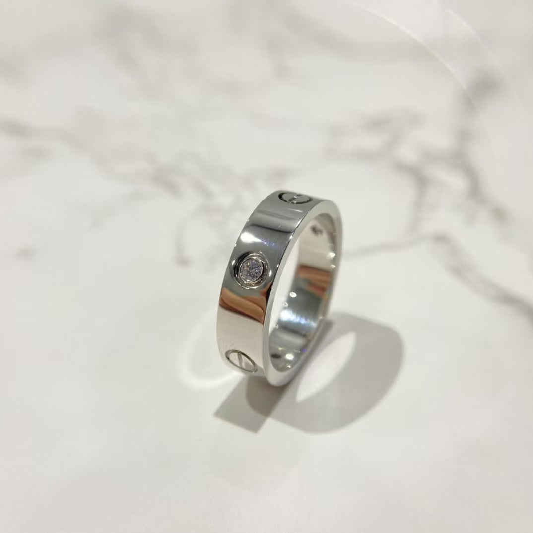 [Everoly JW]LOVE RING 5.5MM 3 DIAMONDS SILVER