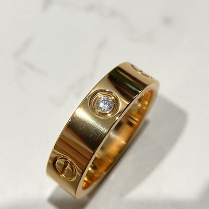 [Everoly JW]LOVE RING 5.5MM 3 DIAMONDS PINK GOLD