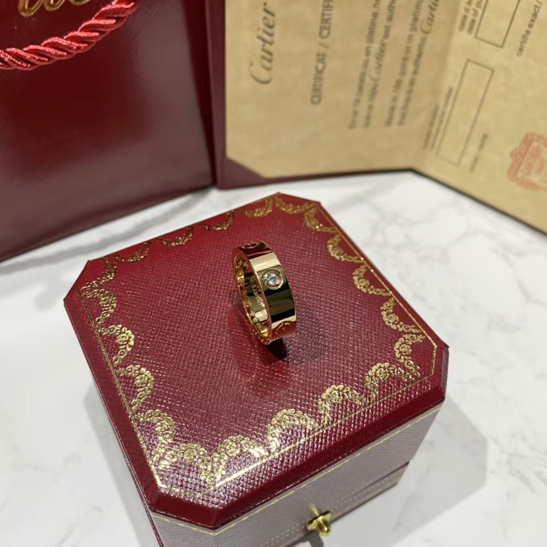 [Everoly JW]LOVE RING 5.5MM 3 DIAMONDS PINK GOLD