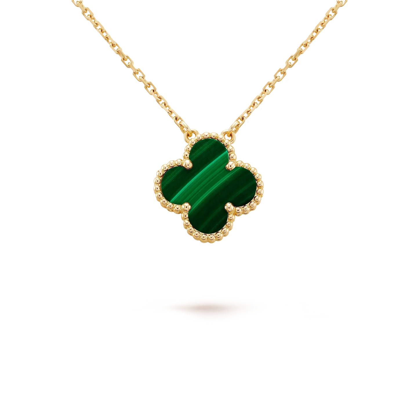 [Everoly JW]CLOVER 15MM MALACHITE SINGLE FLOWER  NECKLACE