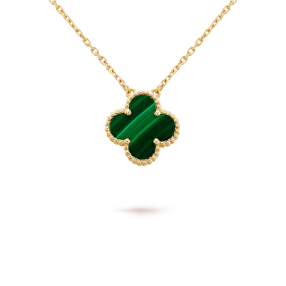[Everoly JW]CLOVER 15MM MALACHITE SINGLE FLOWER  NECKLACE