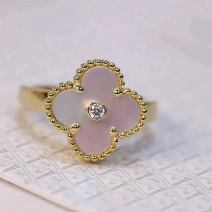 [Everoly JW]CLOVER PINK MOP RING GOLD DIAMOND