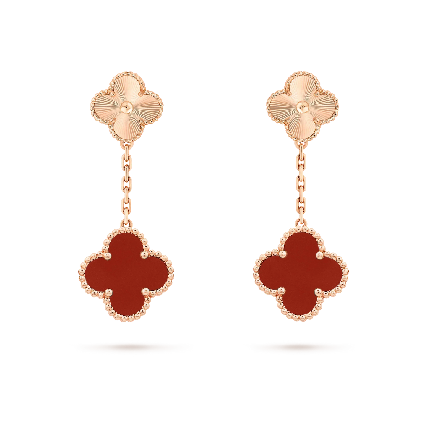 [Everoly JW]CLOVER 2 MOTIF  LASER CARNELIAN EARRINGS