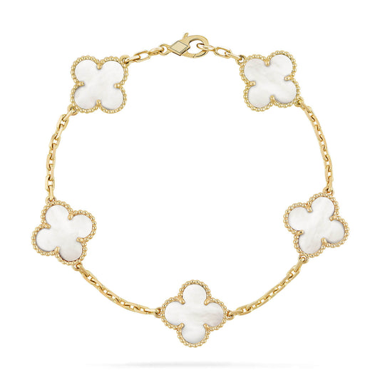 [Everoly JW]CLOVER  5 MOTIF WHITE MOP BRACELET