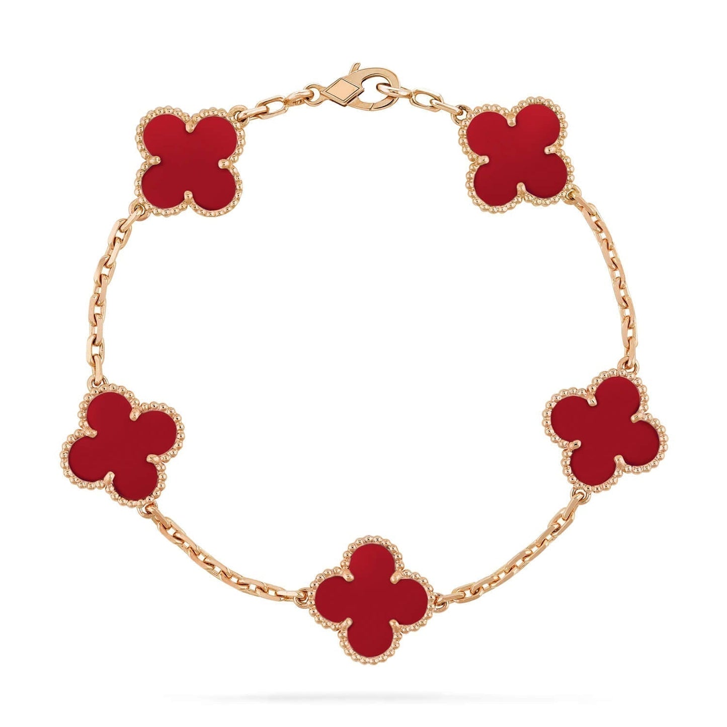 [Everoly JW]CLOVER 5 MOTIFS RED AGATE  BRACELET