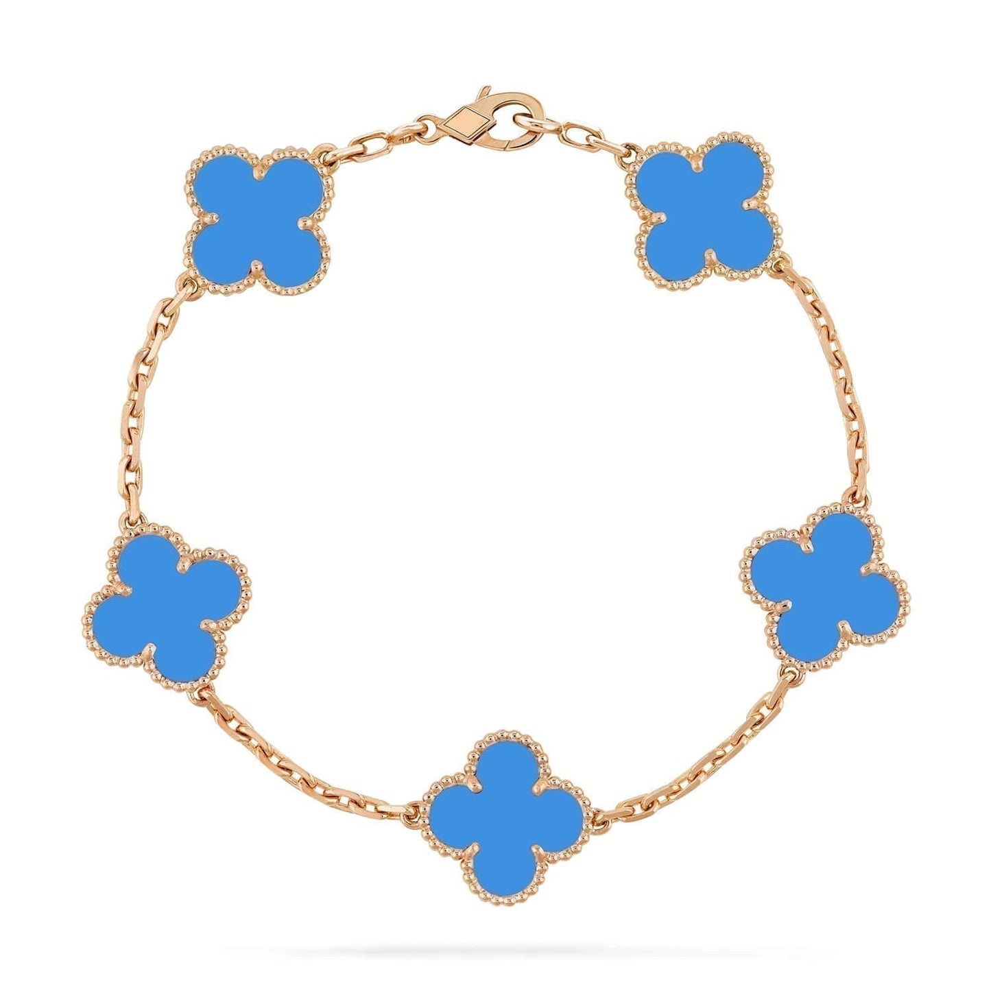 [Everoly JW]CLOVER 5 MOTIFS BLUE AGATE BRACELET