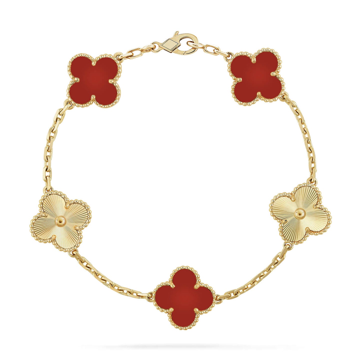 [Everoly JW]CLOVER  5 MOTIFS CARNELIAN GOLD BRACELET