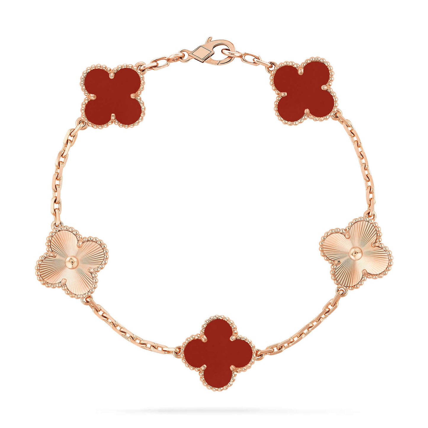 [Everoly JW]CLOVER  5 MOTIFS CARNELIAN GOLD BRACELET