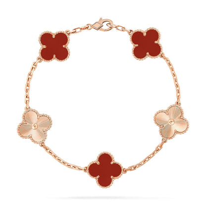 [Everoly JW]CLOVER  5 MOTIFS CARNELIAN GOLD BRACELET