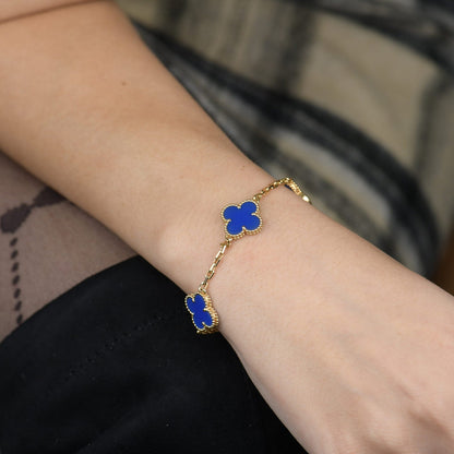 [Everoly JW]CLOVER 5 MOTIFS BLUE AGATE BRACELET