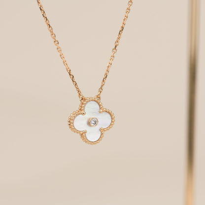 [Everoly JW]CLOVER 15MM DIAMOND WHITE FRITILLARIA NECKLACE