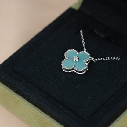 [Everoly JW]CLOVER 15MM DIAMOND SVRES PORCELAIN  NECKLACE SILVER