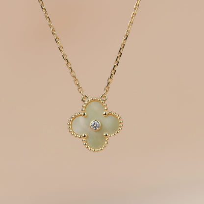 [Everoly JW]CLOVER 15MM DIAMOND GOLD MOTHER OF PEARL NECKLACE