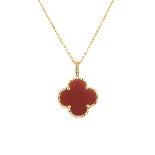 [Everoly JW]CLOVER 25MM NECKLACE GOLD CARNELIAN