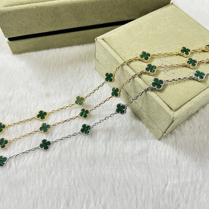 [Everoly JW]CLOVER 6 MOTIF MALACHITE BRACELET