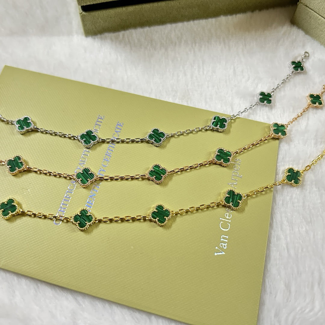 [Everoly JW]CLOVER 6 MOTIF MALACHITE BRACELET