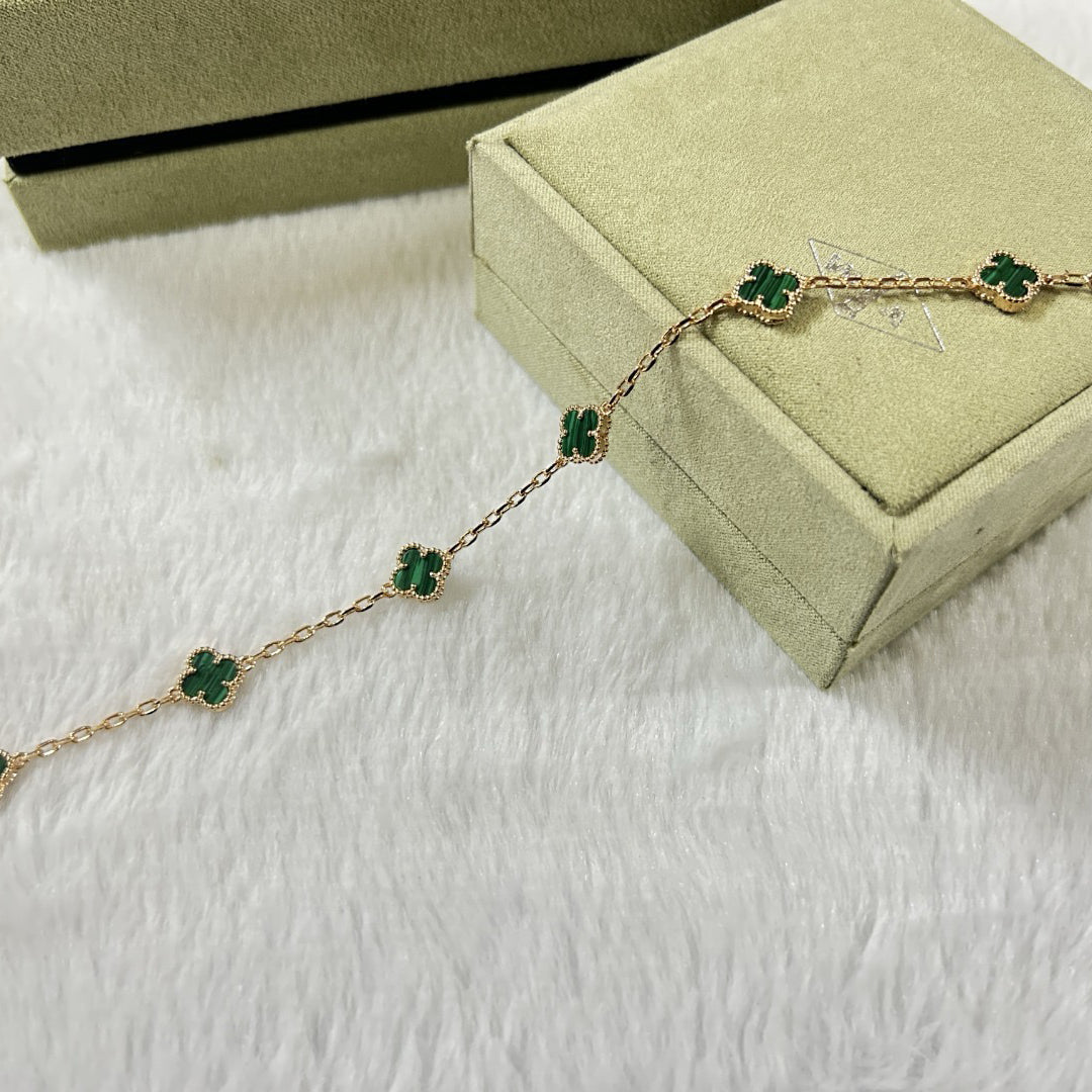 [Everoly JW]CLOVER 6 MOTIF MALACHITE BRACELET
